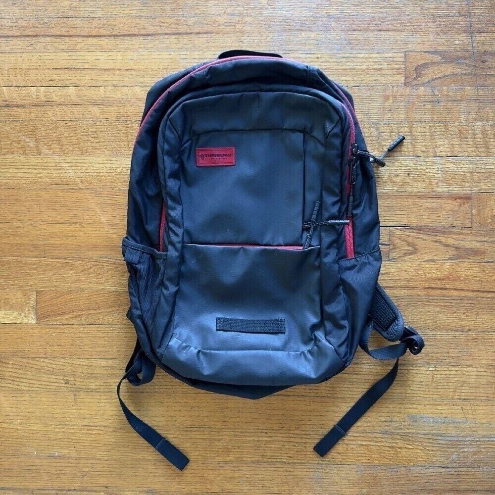 Timbuk2 Backpack Laptop Travel School Book Bag Black Red Trim OS